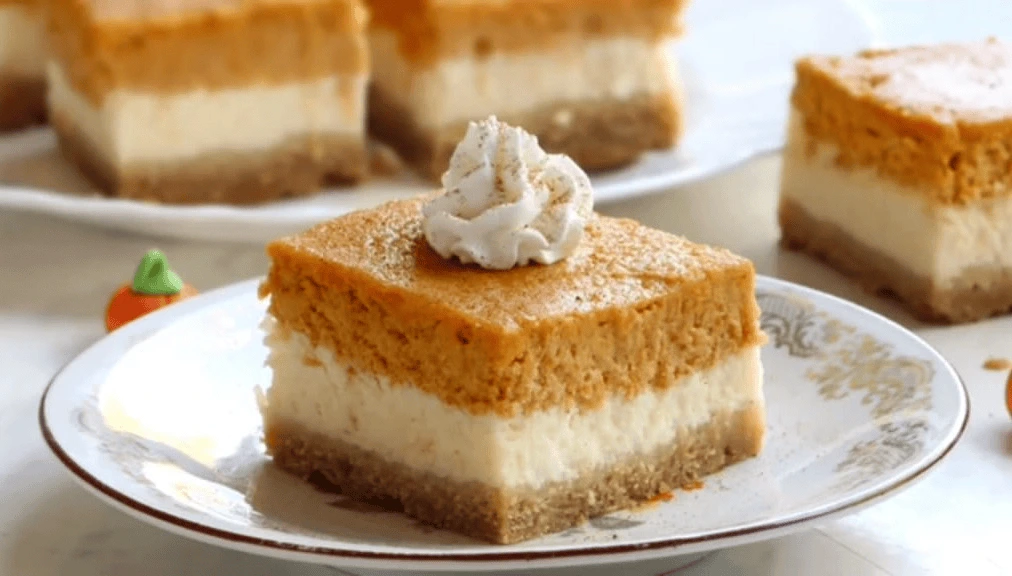 PUMPKIN CHEESECAKE BARS WITH GINGERSNAP CRUST